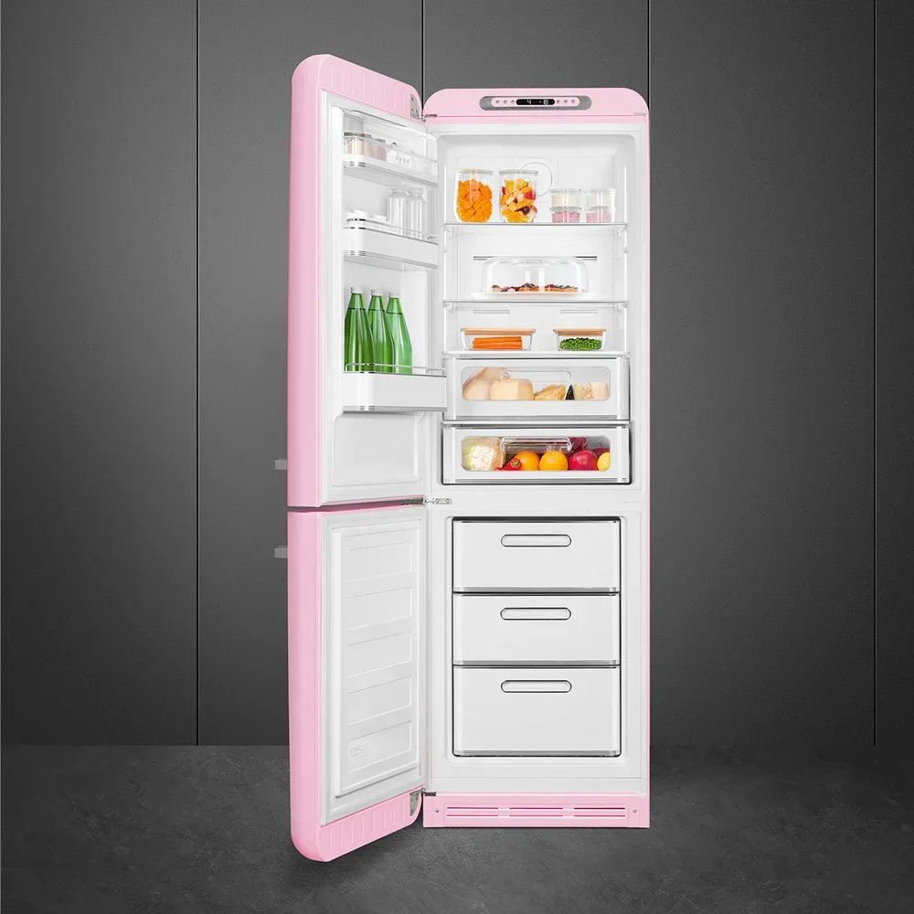 SMEG FAB32LPK6 Отдельностоящий двухдверный холодильник, стиль 50-х годов, 60 см, розовый, No-frost, 